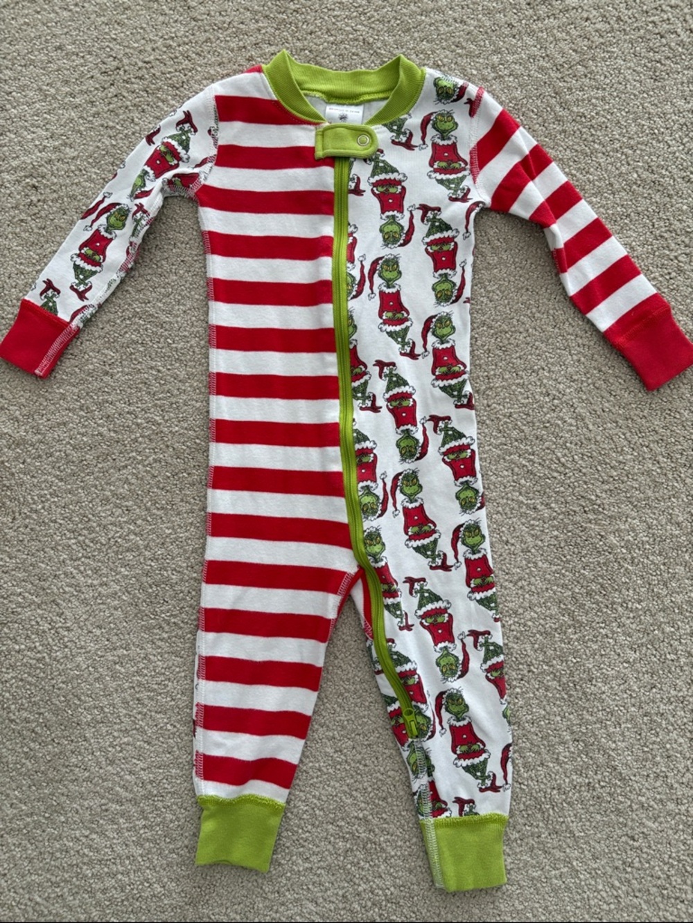 Hanna Andersson Dr Seuss The Grinch Zipper Sleeper 18-24 Months EUC